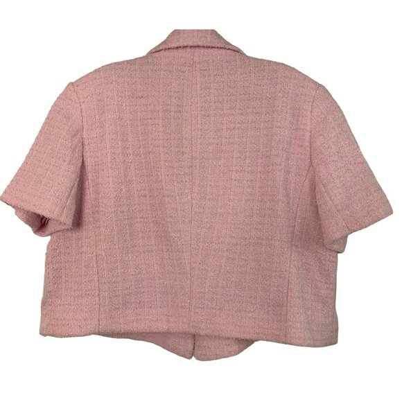 Express Womens Pink Double-Breasted Tweed Cropped Blazer Jacket XL NWT 7763 - Picture 6 of 8